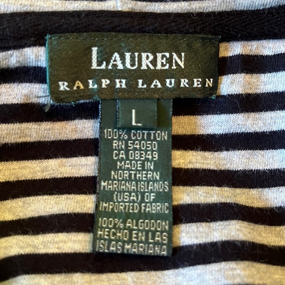 RALPH LAUREN Size Large Hoodie Sweatshirt Zip & Snap Dual Layer Striped Interior - Picture 10 of 16